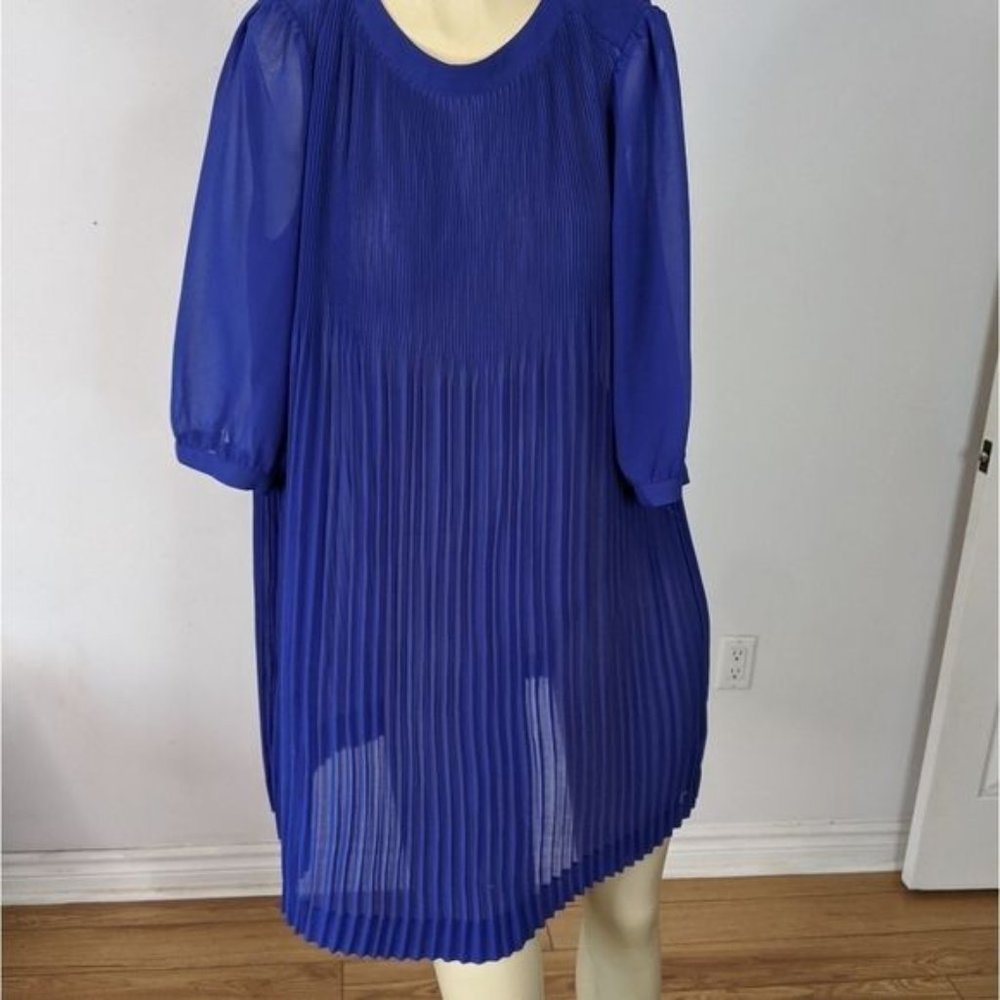 TED Baker London Royal blue flowy long sleeve pleated dress